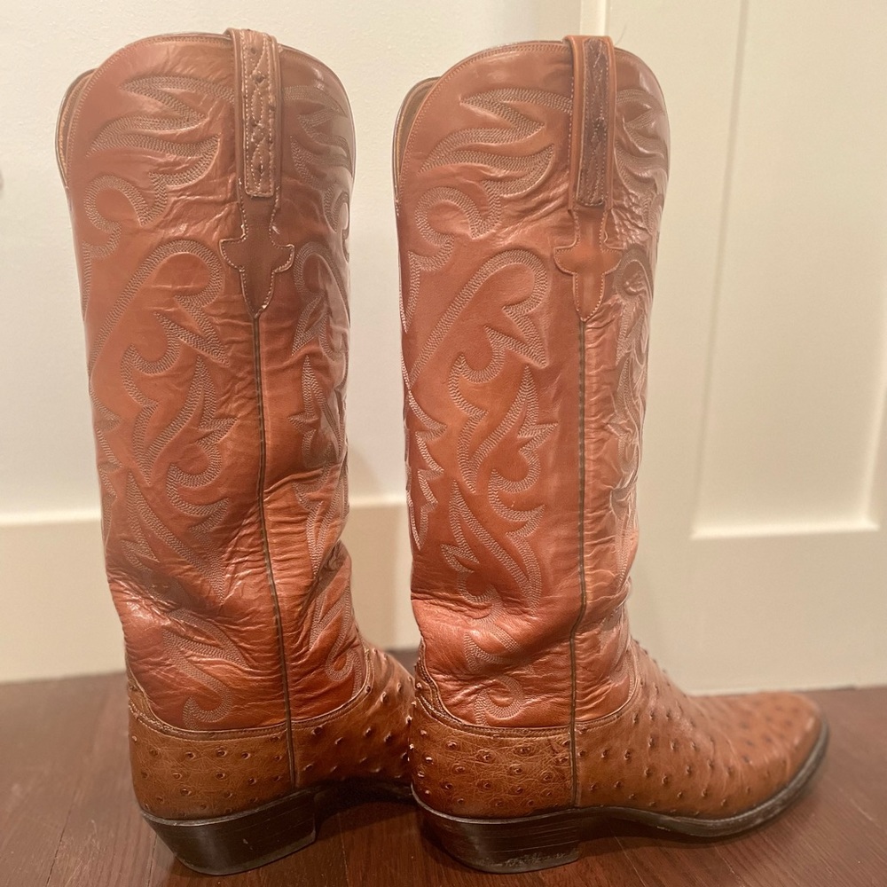 Lucchese Men’s High Calf Ostrich Boots
